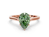 Rose gold Fancy Green Pear  Solitaire Heart Prong Engagement Ring with Tapered Band_55