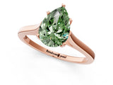 Rose gold Fancy Green Pear  Solitaire Heart Prong Engagement Ring with Tapered Band_56