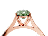 Rose gold Fancy Green Pear  Solitaire Heart Prong Engagement Ring with Tapered Band_59