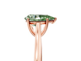 Rose gold Fancy Green Pear  Solitaire Heart Prong Engagement Ring with Tapered Band_60