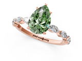 Rose gold Fancy Green Pear  Solitaire Marquise Side Stone Prong Setting Ring_45