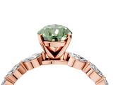 Rose gold Fancy Green Pear  Solitaire Marquise Side Stone Prong Setting Ring_48