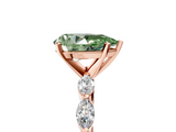Rose gold Fancy Green Pear  Solitaire Marquise Side Stone Prong Setting Ring_49