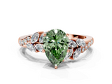 Rose gold Fancy Green Pear  Solitaire Marquise Twist Band with Six-Prong Setting_81