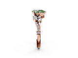 Rose gold Fancy Green Pear  Solitaire Marquise Twist Band with Six-Prong Setting_83