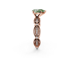 Rose gold Fancy Green Pear  Solitaire Milgrain Diamond Engagement Ring with Bezel and Marquise Band_167