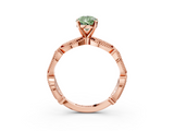Rose gold Fancy Green Pear  Solitaire Milgrain Diamond Engagement Ring with Bezel and Marquise Band_168