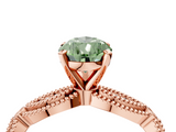 Rose gold Fancy Green Pear  Solitaire Milgrain Diamond Engagement Ring with Bezel and Marquise Band_169