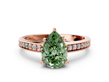Rose gold Fancy Green Pear  Solitaire Pavé Band Prong Setting Ring_20