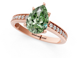 Rose gold Fancy Green Pear  Solitaire Pavé Band Prong Setting Ring_21