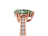 Rose gold Fancy Green Pear  Solitaire Pavé Band Prong Setting Ring_25