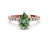 Rose gold Fancy Green Pear  Solitaire Pavé Band with Four-Prong Setting_154
