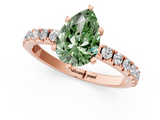 Rose gold Fancy Green Pear  Solitaire Pavé Band with Four-Prong Setting_155
