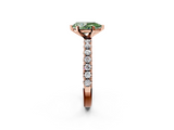 Rose gold Fancy Green Pear  Solitaire Pavé Band with Four-Prong Setting_156