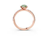 Rose gold Fancy Green Pear  Solitaire Pavé Band with Four-Prong Setting_157