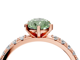 Rose gold Fancy Green Pear  Solitaire Pavé Band with Four-Prong Setting_158