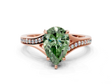 Rose gold Fancy Green Pear  Solitaire Pavé Band with Four-Prong Setting_42