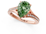 Rose gold Fancy Green Pear  Solitaire Pavé Band with Four-Prong Setting_43