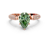 Rose gold Fancy Green Pear  Solitaire Pavé Diamond Engagement Ring with Four-Prong Setting_139