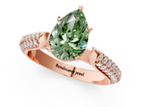 Rose gold Fancy Green Pear  Solitaire Pavé Diamond Engagement Ring with Four-Prong Setting_140