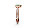 Rose gold Fancy Green Pear  Solitaire Pavé Diamond Engagement Ring with Four-Prong Setting_141