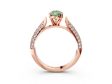 Rose gold Fancy Green Pear  Solitaire Pavé Diamond Engagement Ring with Four-Prong Setting_142