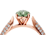 Rose gold Fancy Green Pear  Solitaire Pavé Diamond Engagement Ring with Four-Prong Setting_143