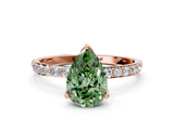 Rose gold Fancy Green Pear  Solitaire Pavé Diamond Engagement Ring with Four-Prong Setting_39
