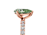 Rose gold Fancy Green Pear  Solitaire Pavé Diamond Engagement Ring with Four-Prong Setting_44