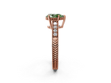Rose gold Fancy Green Pear  Solitaire Pavé Diamond Milgrain Engagement Ring with Four-Prong Setting_5