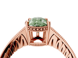 Rose gold Fancy Green Pear  Solitaire Pavé Diamond Milgrain Engagement Ring with Four-Prong Setting_7