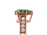 Rose gold Fancy Green Pear  Solitaire Pavé Diamond Milgrain Engagement Ring with Four-Prong Setting_8