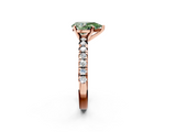 Rose gold Fancy Green Pear  Solitaire Pave Diamond Engagement Ring with Four-Prong Setting_249