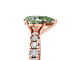 Rose gold Fancy Green Pear  Solitaire Pave Diamond Engagement Ring with Four-Prong Setting_252