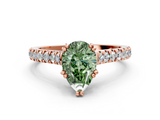 Rose gold Fancy Green Pear  Solitaire Pave Diamond Engagement Ring with Prong Setting_20