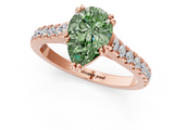 Rose gold Fancy Green Pear  Solitaire Pave Diamond Engagement Ring with Prong Setting_21