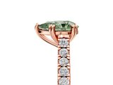 Rose gold Fancy Green Pear  Solitaire Pave Diamond Engagement Ring with Prong Setting_25