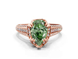 Rose gold Fancy Green Pear  Solitaire Pave Split Shank Ring with Four-Prong Setting_141