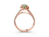 Rose gold Fancy Green Pear  Solitaire Pave Split Shank Ring with Four-Prong Setting_144