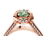 Rose gold Fancy Green Pear  Solitaire Pave Split Shank Ring with Four-Prong Setting_145