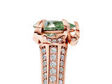 Rose gold Fancy Green Pear  Solitaire Pave Split Shank Ring with Four-Prong Setting_146
