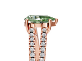 Rose gold Fancy Green Pear  Solitaire Split Shank Pavé Diamond Engagement Ring_403