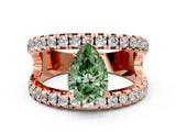 Rose gold Fancy Green Pear  Solitaire Split Shank Pave Diamond Ring_49