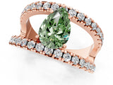 Rose gold Fancy Green Pear  Solitaire Split Shank Pave Diamond Ring_50