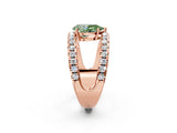 Rose gold Fancy Green Pear  Solitaire Split Shank Pave Diamond Ring_51
