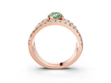 Rose gold Fancy Green Pear  Solitaire Split Shank Pave Diamond Ring_52