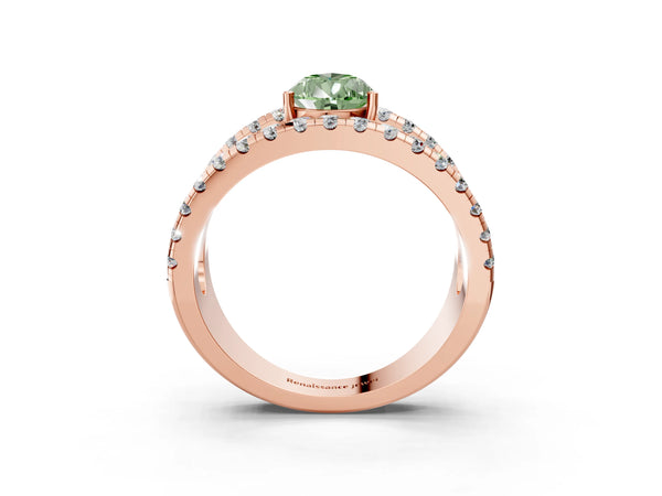 Rose gold Fancy Green Pear  Solitaire Split Shank Pave Diamond Ring
