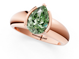 Rose gold Fancy Green Pear  Solitaire Tension Set Diamond Ring with Wide Band_38