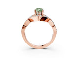 Rose gold Fancy Green Pear  Solitaire Twist Band Pavé Diamond Engagement Ring_80