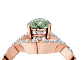 Rose gold Fancy Green Pear  Solitaire Twist Band Pavé Diamond Engagement Ring_81